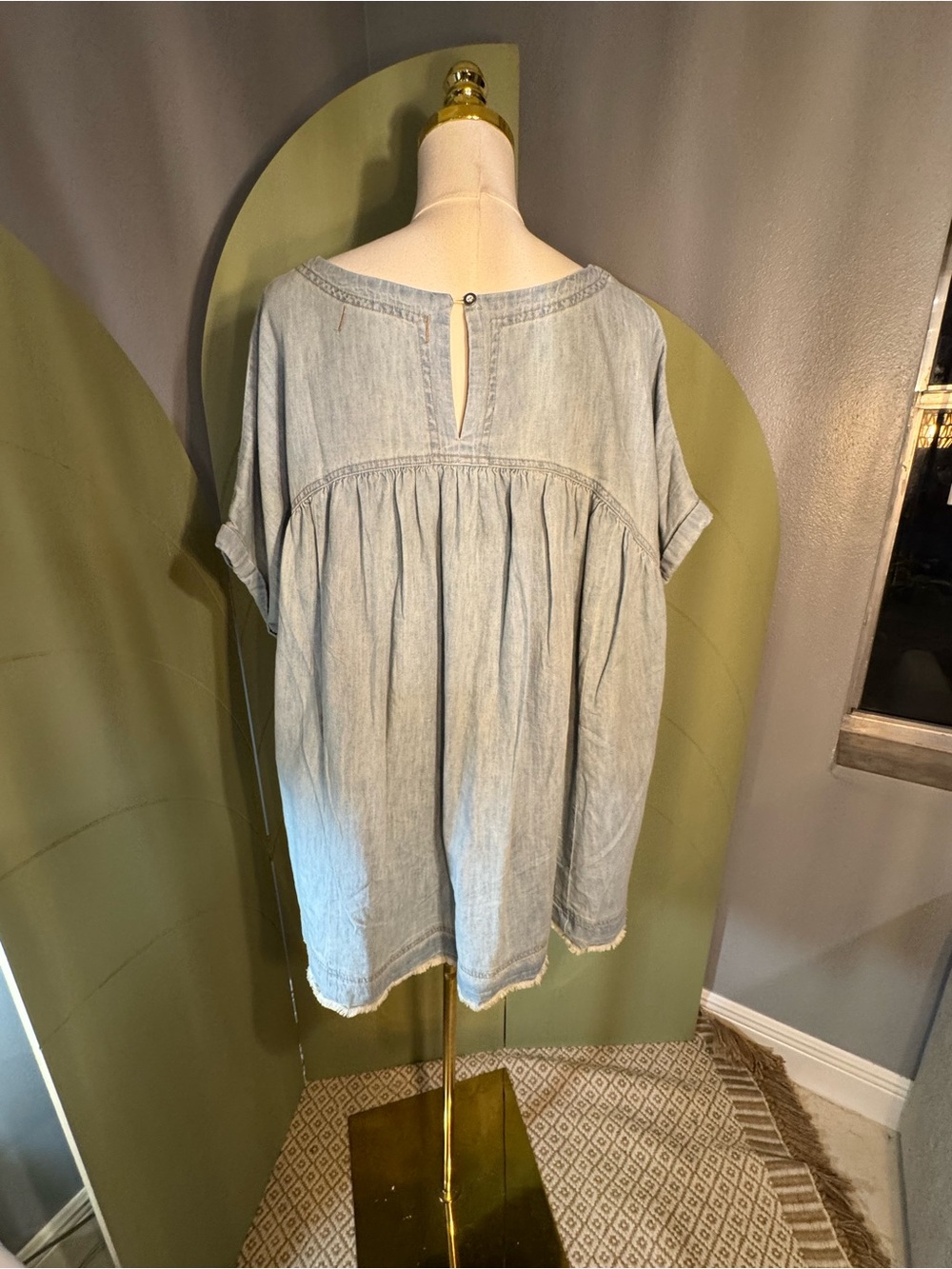 We The Free Light Blue Washed Denim Babydoll Tunic - Picture 5 of 6